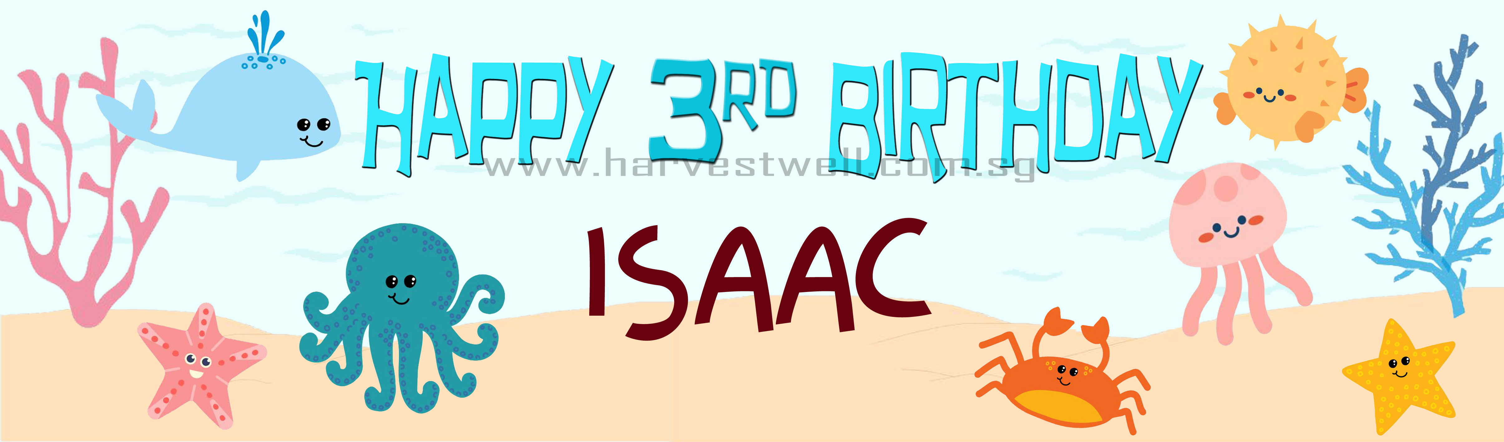 Sea Creature Birthday Customized Banner Sea Creature Birthday Customized Banner